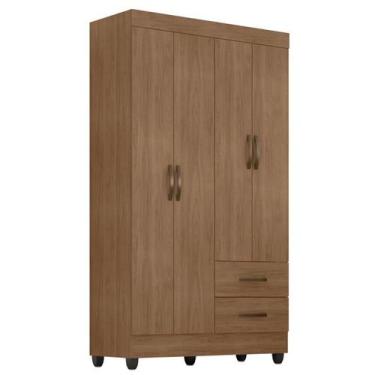 Imagem de Guarda-Roupa Solteiro Grande 4 Portas 2 Gavetas e 4 Prateleiras Lisa M
