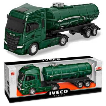 Imagem de Caminhão Brinquedo Iveco S-Way Toco Com Tanque Escala 1/30 Para Coleçã
