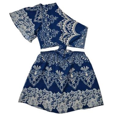 Imagem de Macaquinho Infantil Menina Verão Short Saia Cropped - 2L Kids, Azul, M