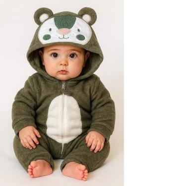 Imagem de Macacão bebê infantil quentinho inverno com pezinho - Manu baby, Verde