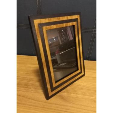 Imagem de Porta Retrato Preto - Ébano com Frisos de  Madeira Rádica P - Via Deco