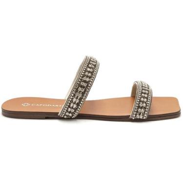 Imagem de Rasteira Feminina Tiras Strass Capodarte 4019139, Cristal, 37