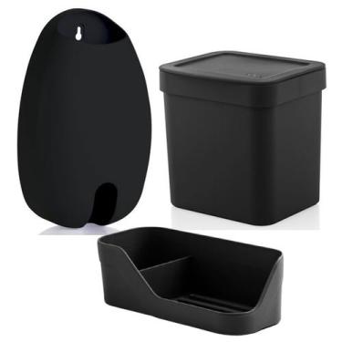 Imagem de Kit Cozinha Organizador Pia Detergente + Dispenser Porta Sacolas + Lix