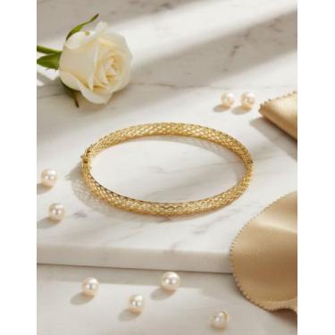 Imagem de Bracelete Feminino Trançado Ouro 18k 750 18 Cm Dourado 18 Cm Dourado 1