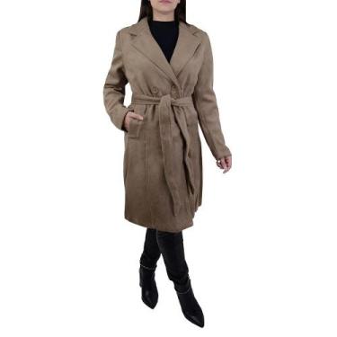 Imagem de Casaco Feminino Safira Longo Marrom Kaki - SF8890, M, Marrom