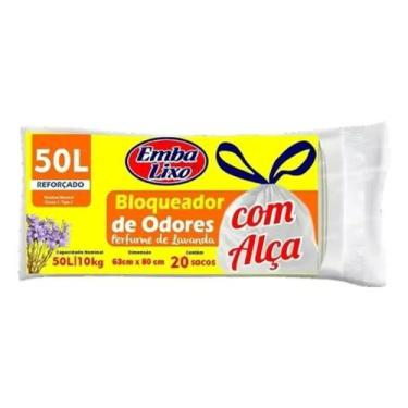 Imagem de Saco De Lixo com Alca Bloqueadora de Odores Embalixo 50 Litros