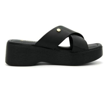 Imagem de Tamanco Via Uno Original Salto Plataforma Flat Feminino 005, 37, Preto