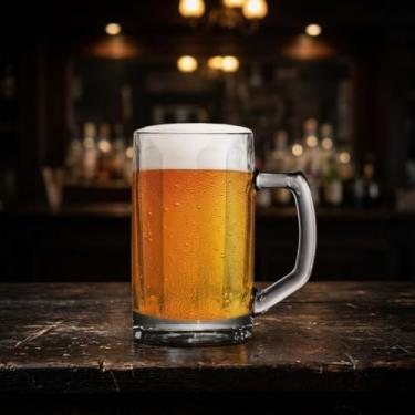 Imagem de Ruvolo, Caneca de Vidro Canelada Brema M, Caneca para Cerveja Chopp em Vidro Resistente 330ml