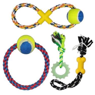 Imagem de Brinquedo Pet Kit 4 Cordas Mordedores Alivia Stress E Limpa Dentes dos