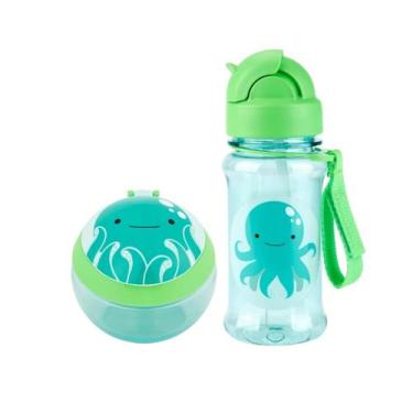 Imagem de Kit Porta Snack + Garrafa Flip Tritan Zoo Polvo - Skip Hop
