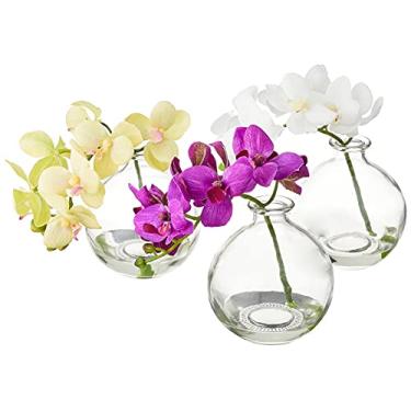 Imagem de Arrumação de orquídeas de halaenopsis de 23 cm praticamente natural artificial (conjunto com 3) em vaso, multicolorido/3 peças