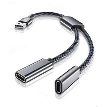 Imagem de Elebase Adaptador USB macho para USB C fêmea para iPhone 17 16, cabo carregador tipo A, dois divisores para MagSafe, Apple Watch Series 11, 10, 9, 8, iPhone 15, 14 Pro Max, SE, iPad 9 10 Air 5 Mini 6