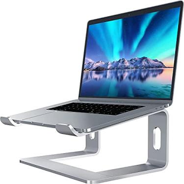 Imagem de Suporte para laptop, elevador de computador de alumínio, elevador ergonômico para laptops para mesa, suporte de metal compatível com notebook de 10 a 15,6 polegadas, (Prata)