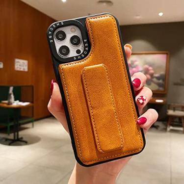 Imagem de Estojo de couro com alça de pulso para cartão de visita para iPhone 7 8 6s 6 Plus SE 2020 X Xs Xr 11 12 13 Pro Max Suporte para carteira, laranja, para iPhone 6 6s