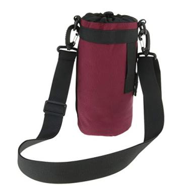 Imagem de CUTICATE Bolsa de manga de suporte para garrafa de água para garrafas de 1,5 L, com alça de ombro removível, para acampamento ciclismo caminhada jogging - vermelha