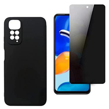 Imagem de Kit Capa Case Silicone e Pelicula Privacidade Compatível Xiaomi Redmi Note 11 Note 11S