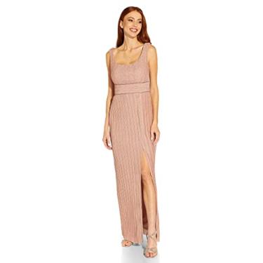 Imagem de Adrianna Papell Vestido longo feminino metálico, rosa, 40