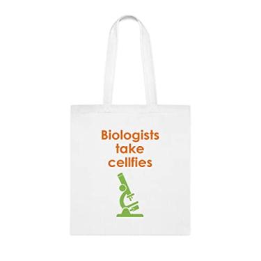 Imagem de SpreadPassion Sacola de biólogos, bolsa de biólogos, presente de biólogos, bolsa de biólogos de ombro, bolsas reutilizáveis, cesta de natal de aniversário, ideia de presente de mordaça, Branco