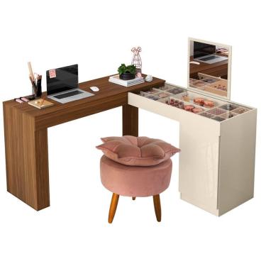 Imagem de Penteadeira Escrivaninha Star Com Puff Pétala - Móveis Leartam 