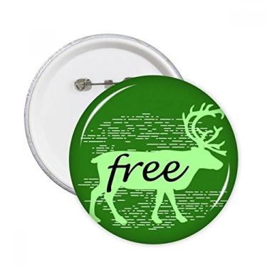 Imagem de Broche redondo natural com contorno de cervo de animal preto, 5 peças