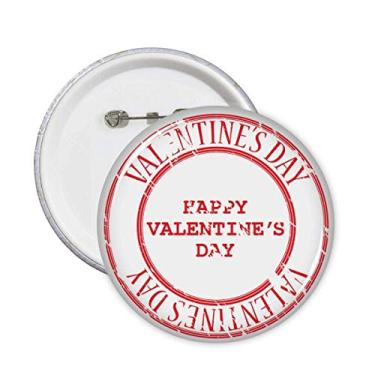 Imagem de Emblema de botão de distintivo de feliz dia dos namorados com marca postal vermelha 5 peças