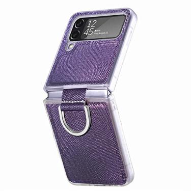 Imagem de Com suporte de anel capa de celular para Samsung Galaxy Z Flip4 Flip 3 Flip3 Flip 4 5G Capa anti-choque para Samsung Z Flip4 casos, roxo escuro, para Samsung Z Flip 4