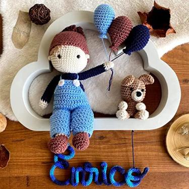 Imagem de Porta Maternidade Amigurumi Nuvem - Menino e Cachorrinho