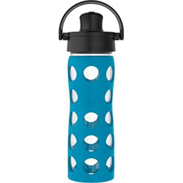 Imagem de Lifefactory 473 ml Tampa de vidro ativa/garrafa de água de silicone, 473 ml, lago azul-petróleo