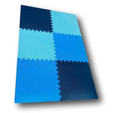 Imagem de Kit 06 Tatames Eva Tons De Azul Infantil Meninos 50x50x2cm 20mm