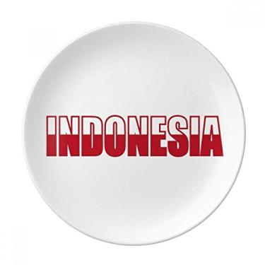 Imagem de Placa de nome da bandeira da Indonésia decorativa de porcelana Salver louças de jantar
