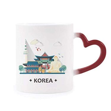 Imagem de Caneca Tourist Atrations in Seoul Korea sensível ao calor Caneca vermelha que muda de cor