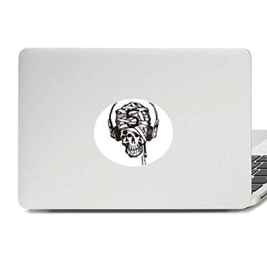 Imagem de Adesivo de vinil com estampa de caveira e música ilustrado com emblema de vinil para laptop e notebook