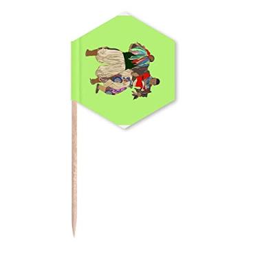 Imagem de Bandeiras de palitos para competição de luta livre da Mongólia, palitos de cupcake, festas comemorativas