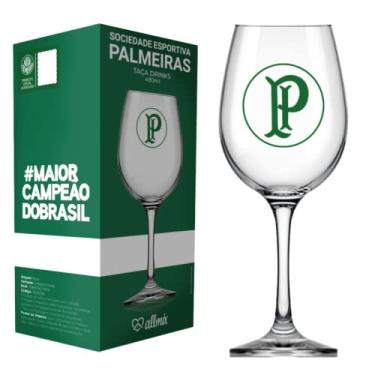 Imagem de Taça de Vinho Grande Drinks 490ml em Vidro Cristal Palmeiras na Caixa