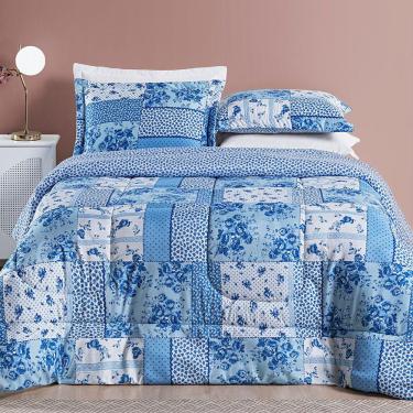 Imagem de Kit Edredom Bouti Casal 2.40m 3 peças + Jogo de Cama Lençol Bouti Casal 4 pçs - Patchwork Verde