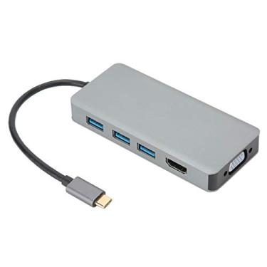 Imagem de Adaptador USB Hub, Adaptador Tipo C para VGA, Sem Driver, Conversor de Liga de Alumínio para Monitor de Escritório Em Casa para Apresentações de Negócios, Conferências