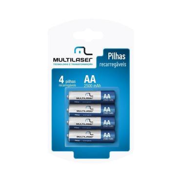 Imagem de Pilhas Recarregaveis Multilaser Cb052 Aa (2500Mah) Blister Com 4 Unidades