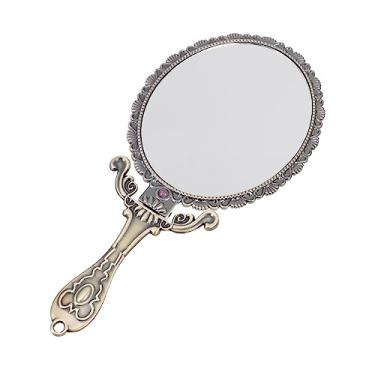 Imagem de Abaodam espelho de alça dobrável espelho de viagem espelho de maquiagem de mão espelho de mão carregar espelho de maquiagem portátil Rosa espelho de beleza lidar com espelho Liga de Zinco