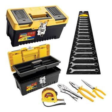 Imagem de Baú Ferramentas + Chaves Combinas 6 a 32 + Trena e Alicates