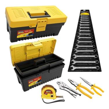 Imagem de Baú Ferramentas + Chaves Combinas 6 a 32 + Trena e Alicates