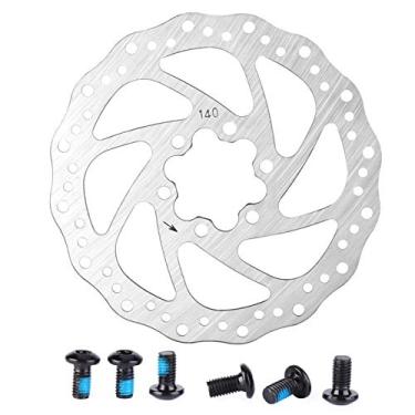 Imagem de OUKENS Rotor de freio a disco, pastilhas de freio de bicicleta de aço inoxidável para discos de freio de bicicleta de estrada de montanha (140 mm)