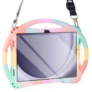 Imagem de TopEsct Capa infantil para Samsung Galaxy Tab A9 Plus 11 polegadas 2023 - Capa de silicone à prova de choque com protetor de tela e alça (arco-íris)