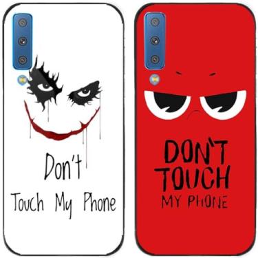 Imagem de 2 peças Smile Don't Touch My Phone impresso TPU gel silicone capa de telefone traseira para Samsung Galaxy todas as séries (Galaxy A7 2018)
