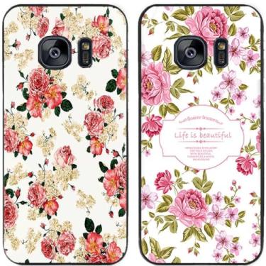 Imagem de 2 peças Life is Beautiful Flower Impresso TPU Gel Silicone Capa Traseira para Samsung Galaxy Series (Galaxy S7)