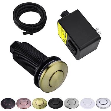 Imagem de BESTILL Kit de interruptor de ar para eliminação de lixo - certificado UL, botão de interruptor superior de pia sem fio para triturador de resíduos, botão de pressão de 9 cm de comprimento com tampa