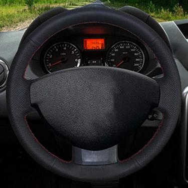 Imagem de TPHJRM Capa de volante de carro DIY couro artificial, apto para Dacia Duster 2010-2016 Sandero Lodgy Logan Dokker 2012-2017
