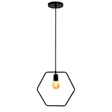 Imagem de Pendente Lira Hexagonal 33CM Preto Fosco P/1E-27 Ref.7607 – Caisma Caisma