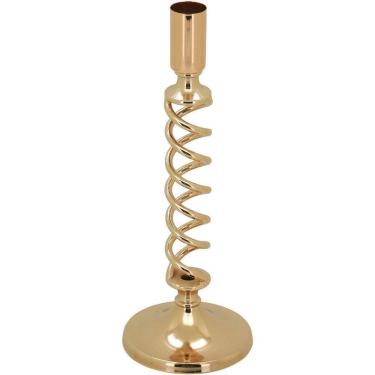 Imagem de Castiçal Porta Vela Metal 23x8x8cm Dourado