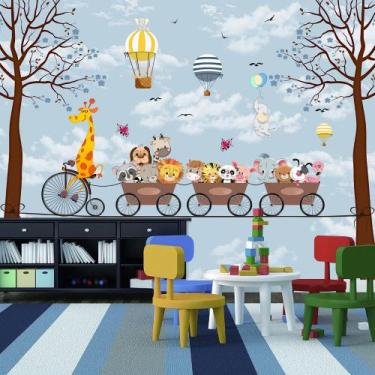 Imagem de Papel de Parede Foto Mural Safari Divertido Animaizinhos Autocolante 3