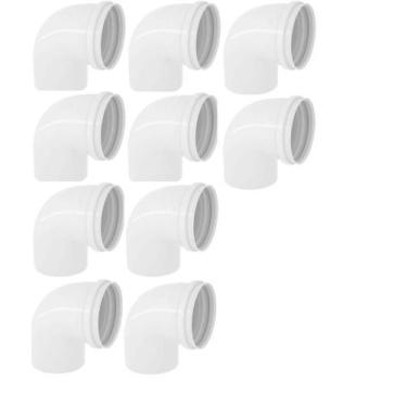 Imagem de Kit 10 Joelho Cotovelo De 90 Curto PVC Branca Para Canos Água De Esgot